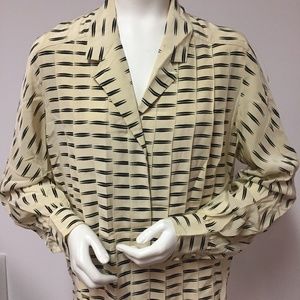 FINE FEATHERS Silk Blouse Button Front Size 12